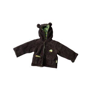 Furry Thick Sherpa Boys Infant Baby Size 0 3 months Dark Gray Coat Faux Fur Hood